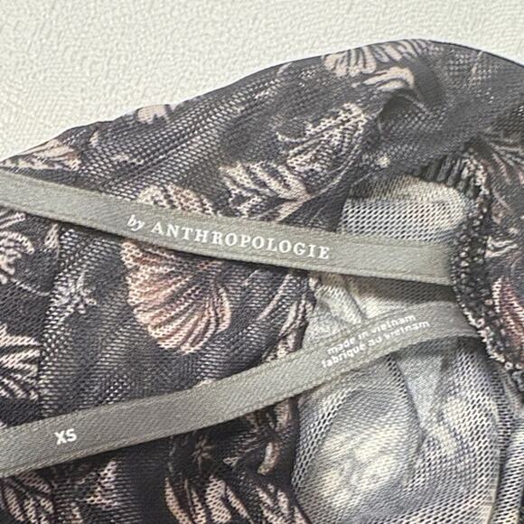 Anthropologie Black and Gray Long Sleeve Mesh Turtleneck Top Size XS - Picture 3 of 7